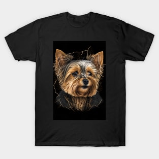 Super Cute Yorkshire Terrier Puppy Portrait T-Shirt